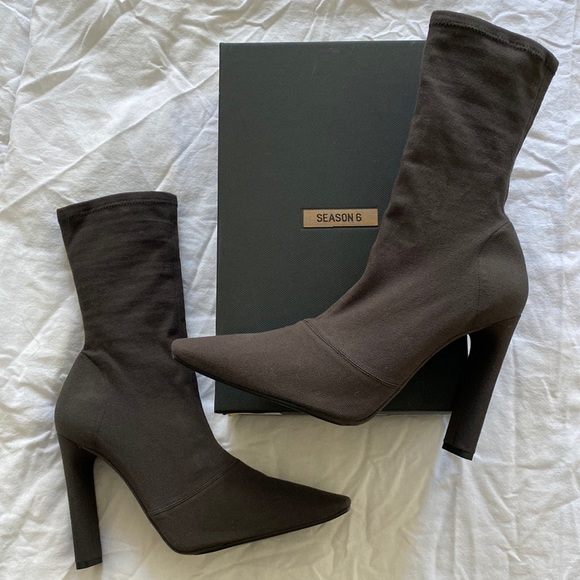 Yeezy Season 6 Graphite Canvas Ankle Boots - Picture 1 of 10